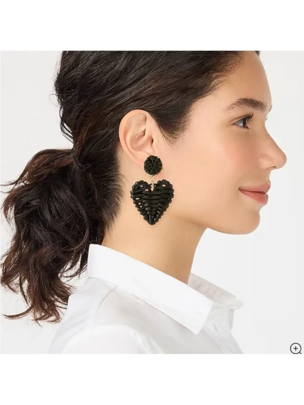 New! JCREW Black Woven Heart Earrings NWT